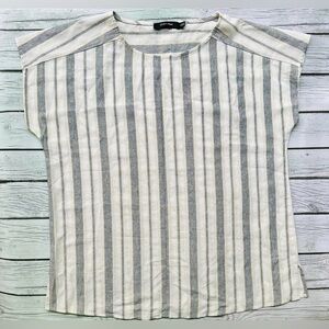 Doe & Rae Women’s Kit Blouse/Top • Size Large • NWOT • Blue & Cream in Color